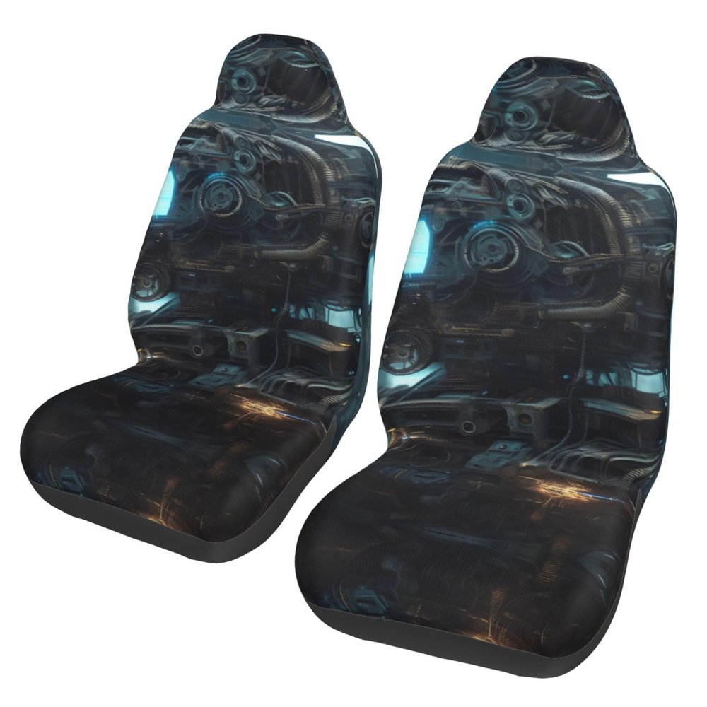 LPLSNWS Future Robot Patterned, Durable Car Seat Covers, 2-Pack Suitable for Passenger Cars, Trucks, Commercial Vehicles, and Marine Seats