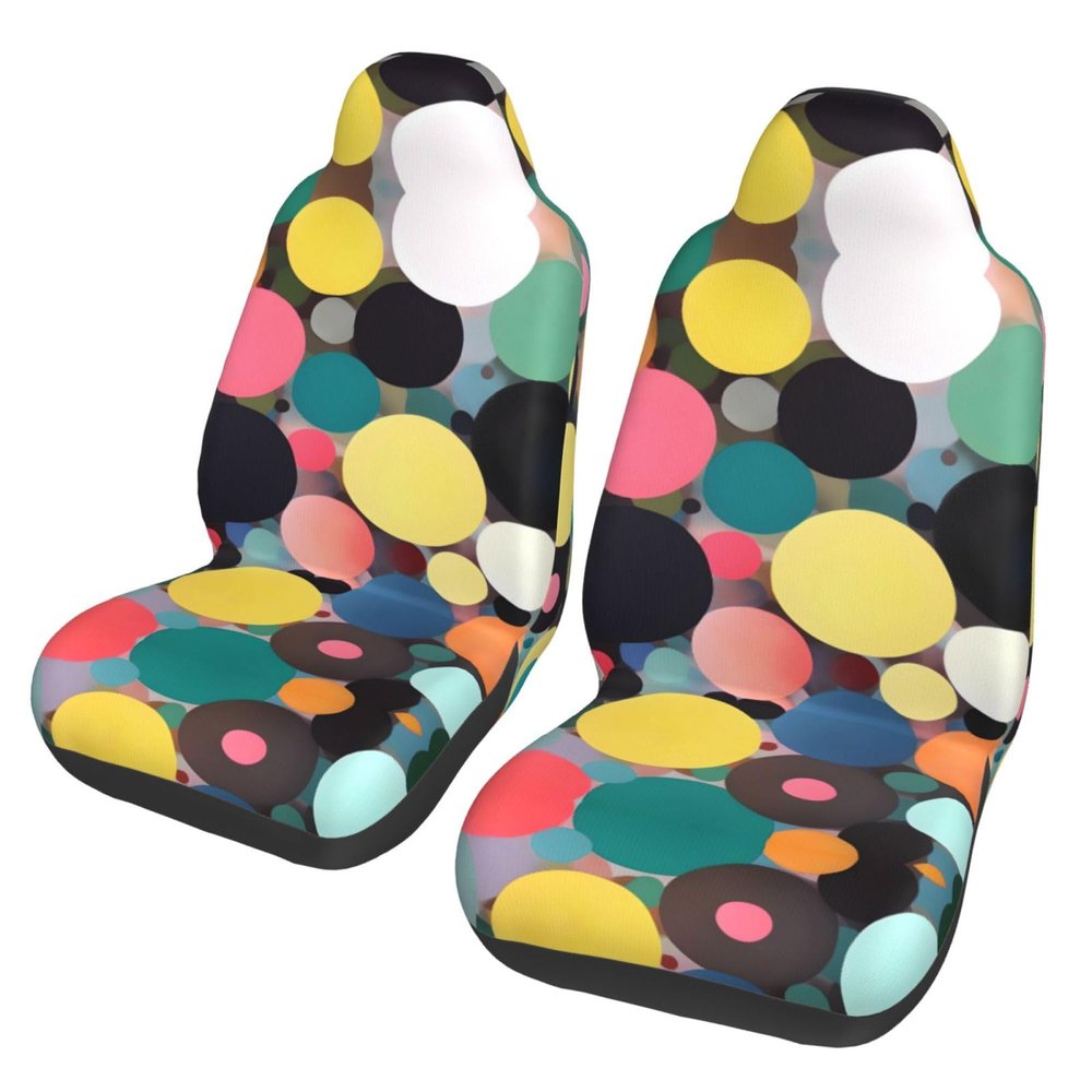 LPLSNWS Abstract Painting of Circles Patterned, Durable Car Seat Covers, 2-Pack Suitable for Passenger Cars, Trucks, Commercial Vehicles, and Marine Seats