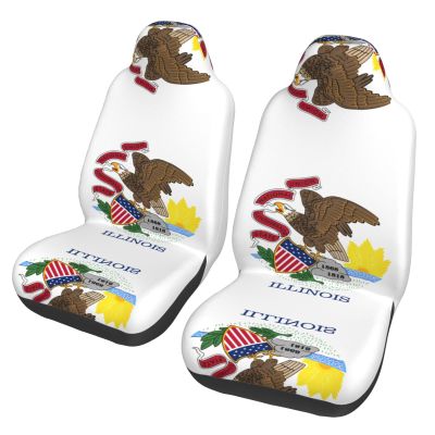 LPLSNWS Illinois State Flag Patterned, Durable Car Seat Covers, 2-Pack Suitable for Passenger Cars, Trucks, Commercial Vehicles, and Marine Seats