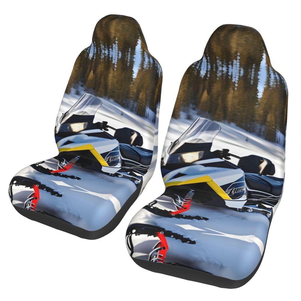 LPLSNWS Advanced Snowmobile Patterned, Durable Car Seat Covers, 2-Pack Suitable for Passenger Cars, Trucks, Commercial Vehicles, and Marine Seats