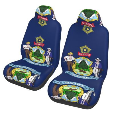 LPLSNWS Maine State Flag Patterned, Durable Car Seat Covers, 2-Pack Suitable for Passenger Cars, Trucks, Commercial Vehicles, and Marine Seats