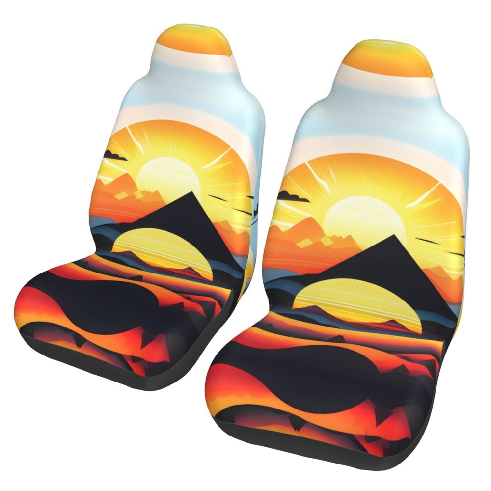 LPLSNWS Sunrise Mountain Patterned, Durable Car Seat Covers, 2-Pack Suitable for Passenger Cars, Trucks, Commercial Vehicles, and Marine Seats