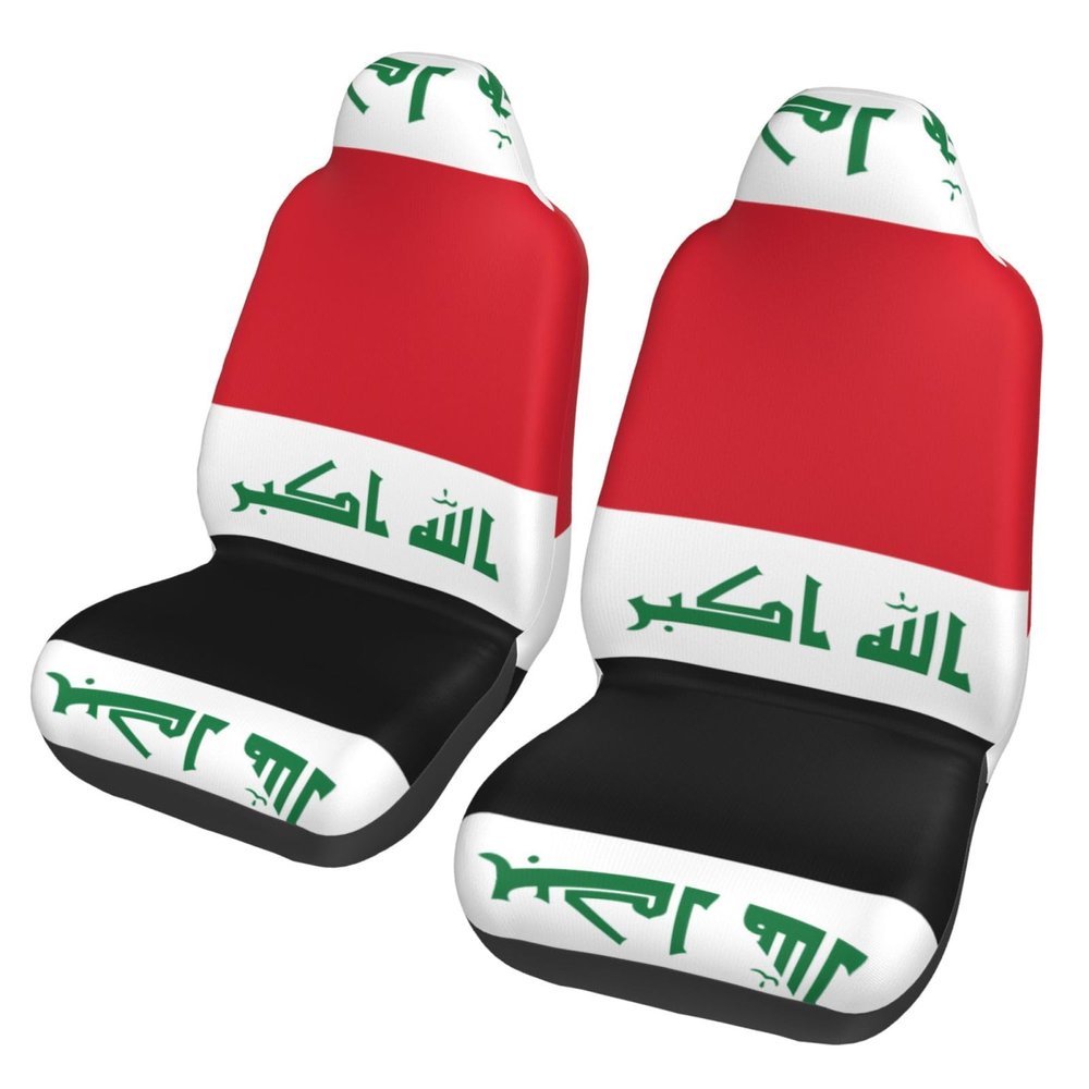 LPLSNWS Iraqi Flag Patterned, Durable Car Seat Covers, 2-Pack Suitable for Passenger Cars, Trucks, Commercial Vehicles, and Marine Seats