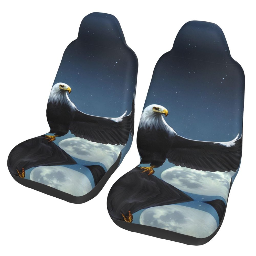 LPLSNWS Eagle Under The Stars Patterned, Durable Car Seat Covers, 2-Pack Suitable for Passenger Cars, Trucks, Commercial Vehicles, and Marine Seats