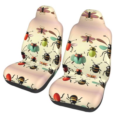 LPLSNWS Cartoon Small Insects Patterned, Durable Car Seat Covers, 2-Pack Suitable for Passenger Cars, Trucks, Commercial Vehicles, and Marine Seats