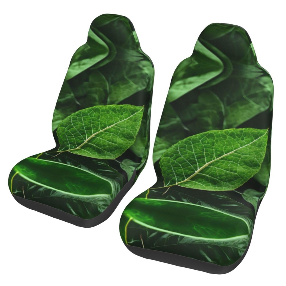 LPLSNWS Green Leaf Nature Patterned, Durable Car Seat Covers, 2-Pack Suitable for Passenger Cars, Trucks, Commercial Vehicles, and Marine Seats