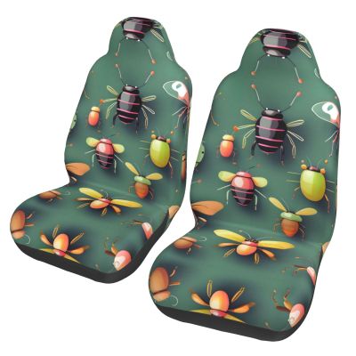 LPLSNWS Insect Atlas Patterned, Durable Car Seat Covers, 2-Pack Suitable for Passenger Cars, Trucks, Commercial Vehicles, and Marine Seats
