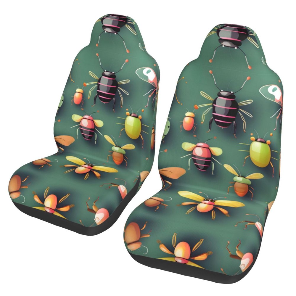 LPLSNWS Insect Atlas Patterned, Durable Car Seat Covers, 2-Pack Suitable for Passenger Cars, Trucks, Commercial Vehicles, and Marine Seats
