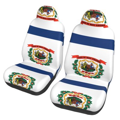 LPLSNWS West Virginia Flag Patterned, Durable Car Seat Covers, 2-Pack Suitable for Passenger Cars, Trucks, Commercial Vehicles, and Marine Seats