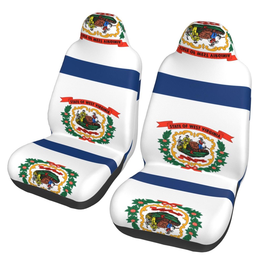 LPLSNWS West Virginia Flag Patterned, Durable Car Seat Covers, 2-Pack Suitable for Passenger Cars, Trucks, Commercial Vehicles, and Marine Seats