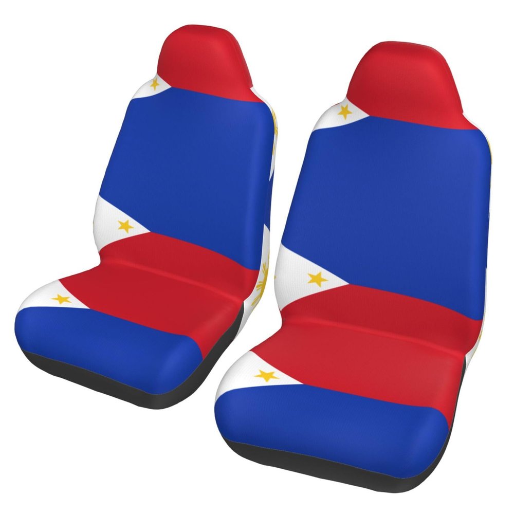 LPLSNWS Philippine Flag Patterned, Durable Car Seat Covers, 2-Pack Suitable for Passenger Cars, Trucks, Commercial Vehicles, and Marine Seats
