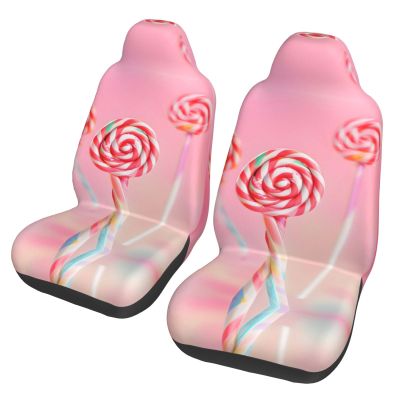 LPLSNWS Colorful Lollipop Patterned, Durable Car Seat Covers, 2-Pack Suitable for Passenger Cars, Trucks, Commercial Vehicles, and Marine Seats