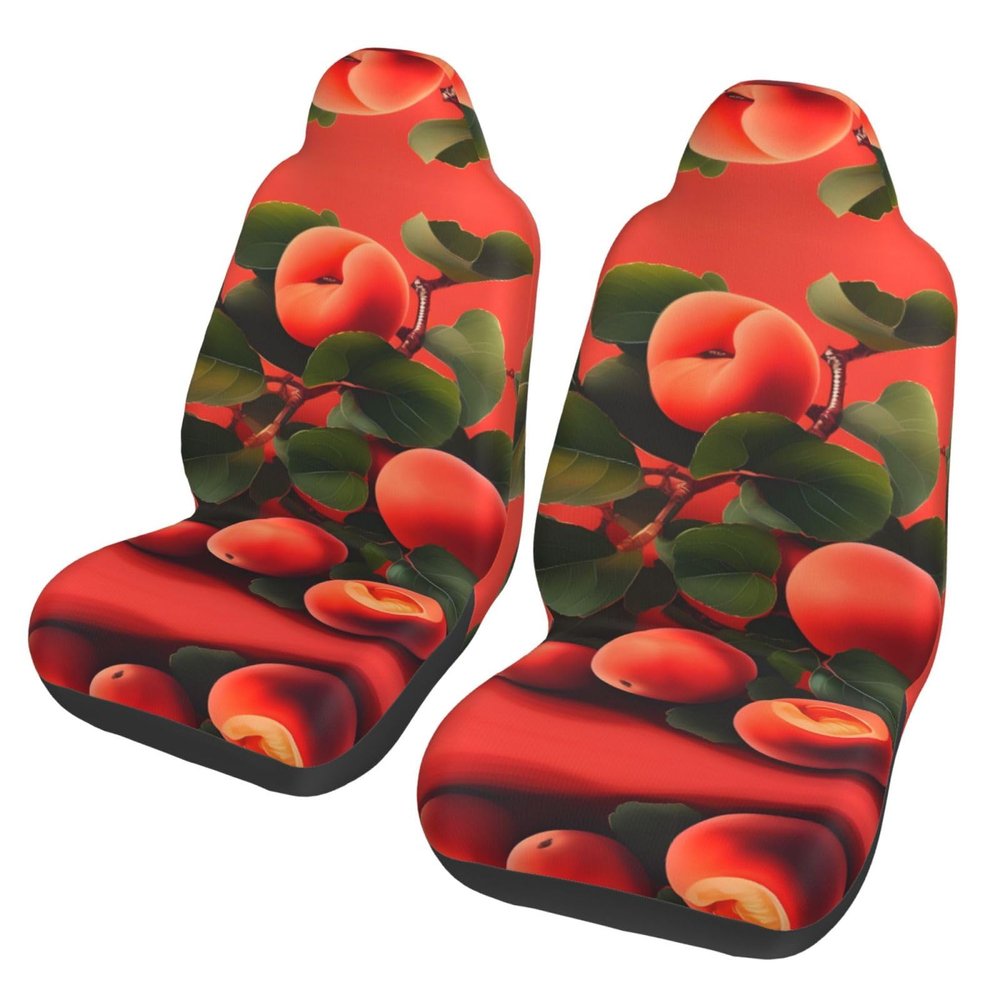 LPLSNWS Red Apricot Patterned, Durable Car Seat Covers, 2-Pack Suitable for Passenger Cars, Trucks, Commercial Vehicles, and Marine Seats