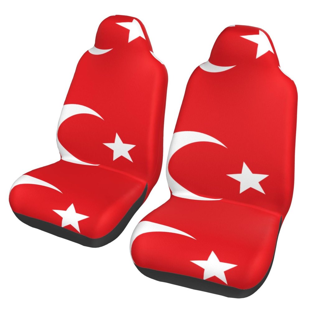 LPLSNWS Flag of Turkey Patterned, Durable Car Seat Covers, 2-Pack Suitable for Passenger Cars, Trucks, Commercial Vehicles, and Marine Seats