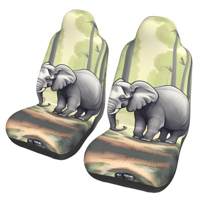 LPLSNWS Walking Elephant Patterned, Durable Car Seat Covers, 2-Pack Suitable for Passenger Cars, Trucks, Commercial Vehicles, and Marine Seats