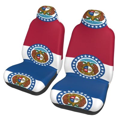 LPLSNWS Missouri State Flag Patterned, Durable Car Seat Covers, 2-Pack Suitable for Passenger Cars, Trucks, Commercial Vehicles, and Marine Seats