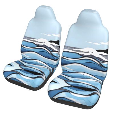 LPLSNWS Waves Lapping At The Rocks Patterned, Durable Car Seat Covers, 2-Pack Suitable for Passenger Cars, Trucks, Commercial Vehicles, and Marine Seats