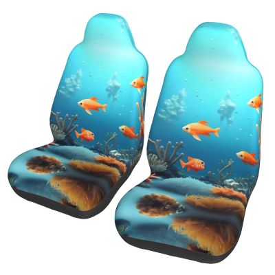 LPLSNWS Coral Fish Underwater Patterned, Durable Car Seat Covers, 2-Pack Suitable for Passenger Cars, Trucks, Commercial Vehicles, and Marine Seats