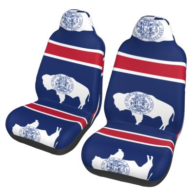 LPLSNWS Wyoming State Flag Patterned, Durable Car Seat Covers, 2-Pack Suitable for Passenger Cars, Trucks, Commercial Vehicles, and Marine Seats