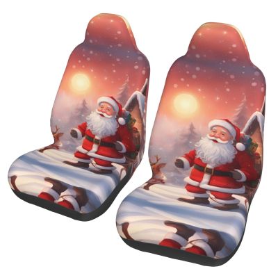 LPLSNWS Winter Santa Claus Patterned, Durable Car Seat Covers, 2-Pack Suitable for Passenger Cars, Trucks, Commercial Vehicles, and Marine Seats