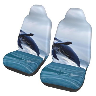 LPLSNWS Whales At Sea Patterned, Durable Car Seat Covers, 2-Pack Suitable for Passenger Cars, Trucks, Commercial Vehicles, and Marine Seats