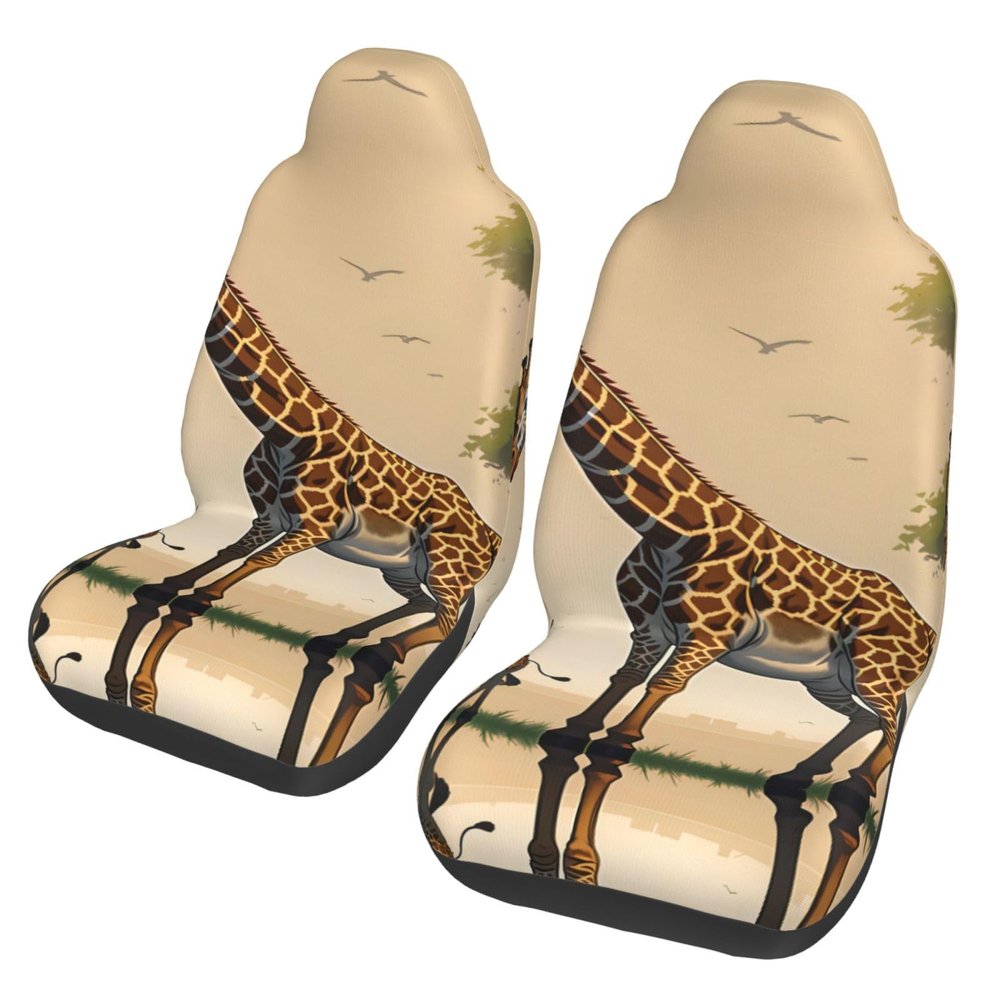 LPLSNWS Mother and Child Giraffe Patterned, Durable Car Seat Covers, 2-Pack Suitable for Passenger Cars, Trucks, Commercial Vehicles, and Marine Seats