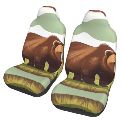 LPLSNWS Brown Bear Walking Patterned, Durable Car Seat Covers, 2-Pack Suitable for Passenger Cars, Trucks, Commercial Vehicles, and Marine Seats