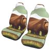 LPLSNWS Brown Bear Walking Patterned, Durable Car Seat Covers, 2-Pack Suitable for Passenger Cars, Trucks, Commercial Vehicles, and Marine Seats view 1