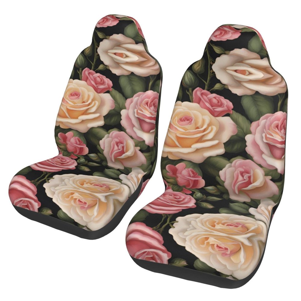 LPLSNWS Many Beautiful Roses Patterned, Durable Car Seat Covers, 2-Pack Suitable for Passenger Cars, Trucks, Commercial Vehicles, and Marine Seats