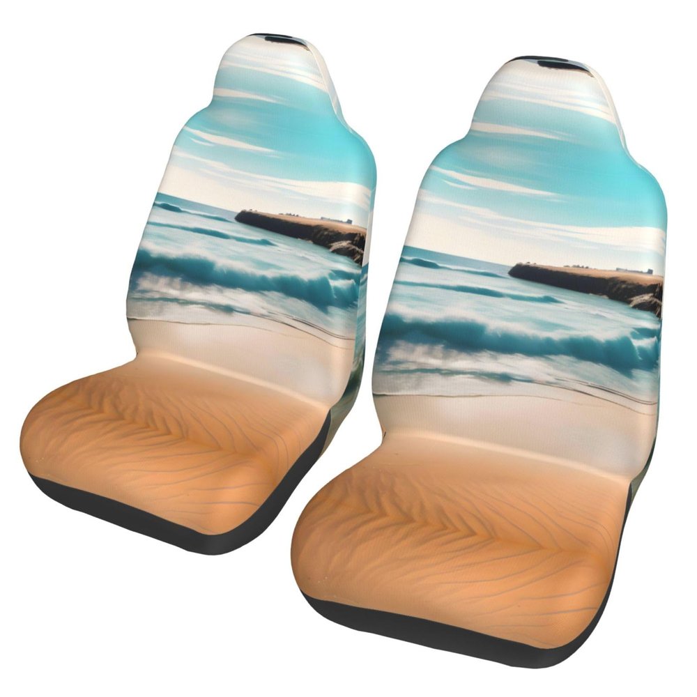 LPLSNWS Beach Scenery Patterned, Durable Car Seat Covers, 2-Pack Suitable for Passenger Cars, Trucks, Commercial Vehicles, and Marine Seats