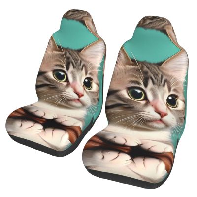LPLSNWS A Curious Cat Patterned, Durable Car Seat Covers, 2-Pack Suitable for Passenger Cars, Trucks, Commercial Vehicles, and Marine Seats