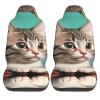 LPLSNWS A Curious Cat Patterned, Durable Car Seat Covers, 2-Pack Suitable for Passenger Cars, Trucks, Commercial Vehicles, and Marine Seats view 2