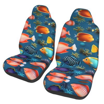 LPLSNWS Submarine Reef Fish Patterned, Durable Car Seat Covers, 2-Pack Suitable for Passenger Cars, Trucks, Commercial Vehicles, and Marine Seats