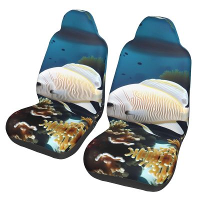 LPLSNWS White-Golden Fish Patterned, Durable Car Seat Covers, 2-Pack Suitable for Passenger Cars, Trucks, Commercial Vehicles, and Marine Seats