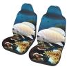 LPLSNWS White-Golden Fish Patterned, Durable Car Seat Covers, 2-Pack Suitable for Passenger Cars, Trucks, Commercial Vehicles, and Marine Seats view 1