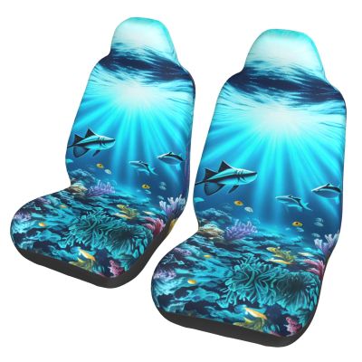 LPLSNWS Submarine Coral Rays Patterned, Durable Car Seat Covers, 2-Pack Suitable for Passenger Cars, Trucks, Commercial Vehicles, and Marine Seats