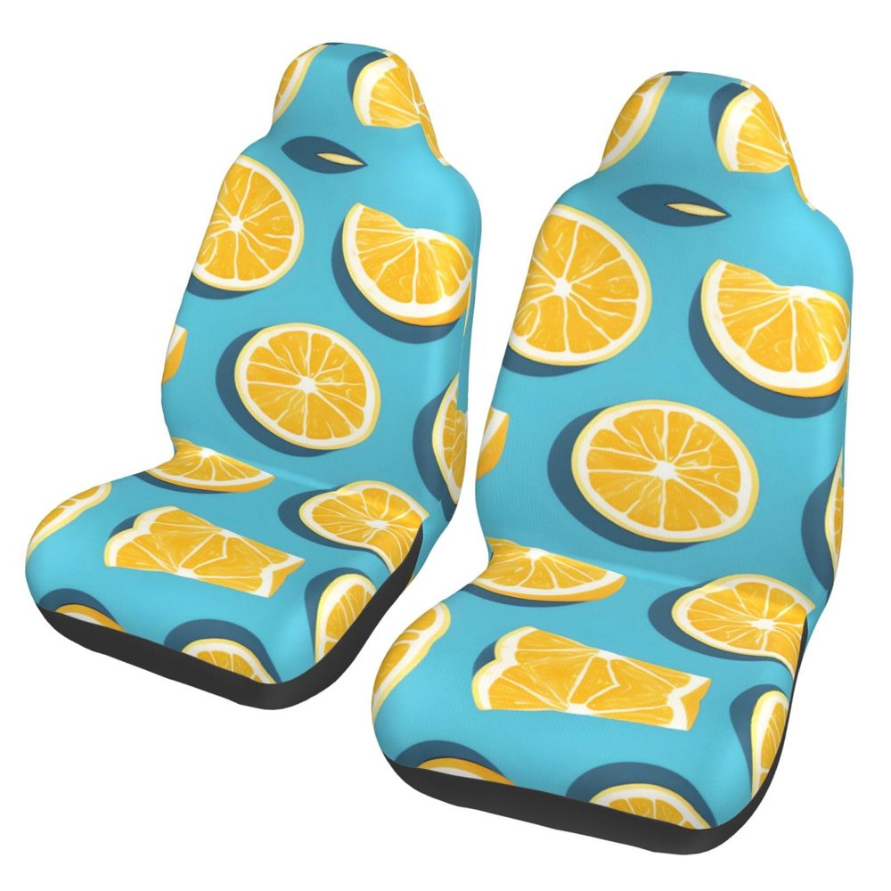 LPLSNWS Lemon Wedges Patterned, Durable Car Seat Covers, 2-Pack Suitable for Passenger Cars, Trucks, Commercial Vehicles, and Marine Seats