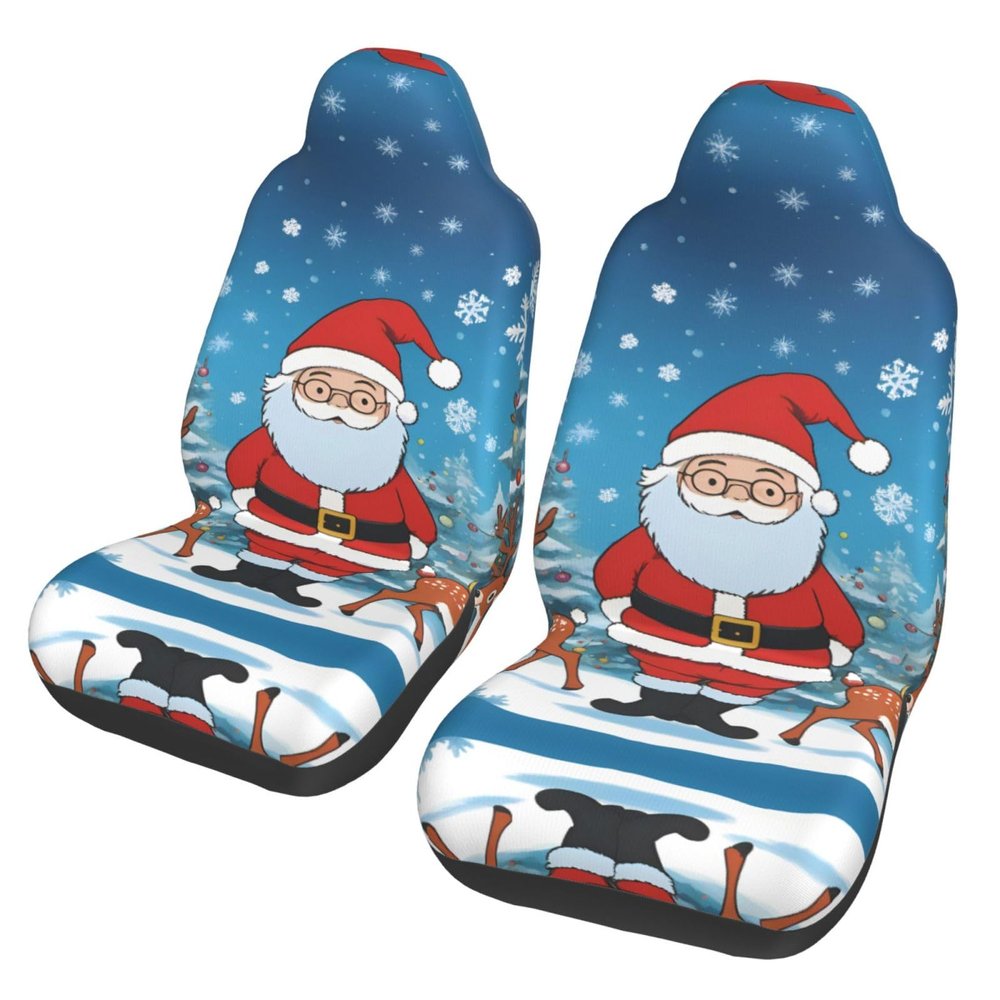 LPLSNWS Cute Christmas Deer Patterned, Durable Car Seat Covers, 2-Pack Suitable for Passenger Cars, Trucks, Commercial Vehicles, and Marine Seats