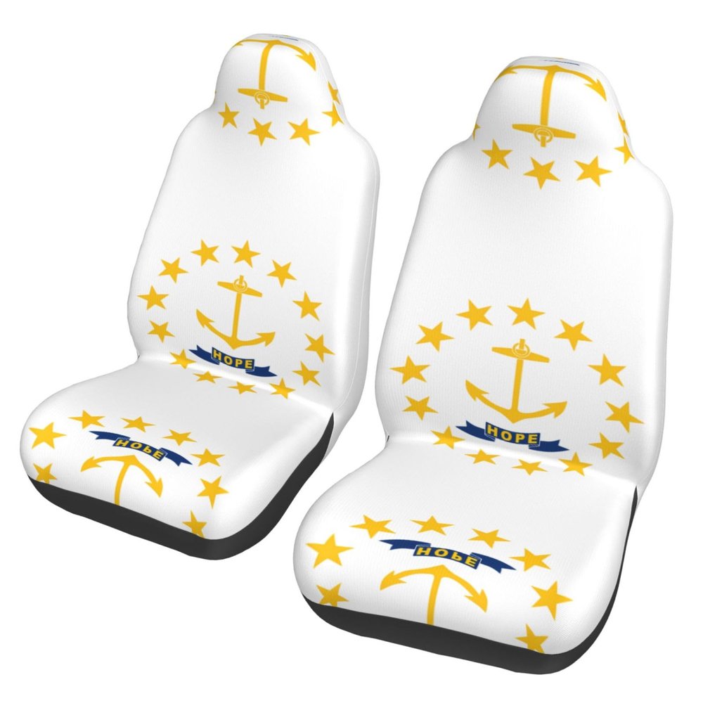 LPLSNWS Rhode Island State Flag Patterned, Durable Car Seat Covers, 2-Pack Suitable for Passenger Cars, Trucks, Commercial Vehicles, and Marine Seats