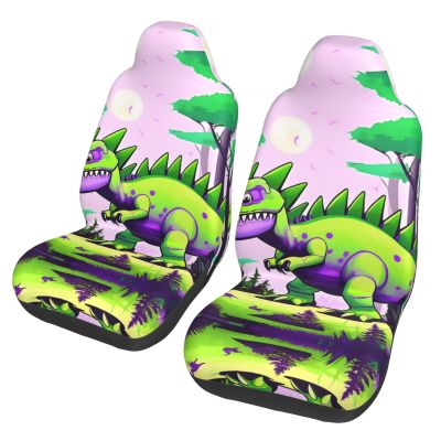 LPLSNWS Green Dinosaur Patterned, Durable Car Seat Covers, 2-Pack Suitable for Passenger Cars, Trucks, Commercial Vehicles, and Marine Seats