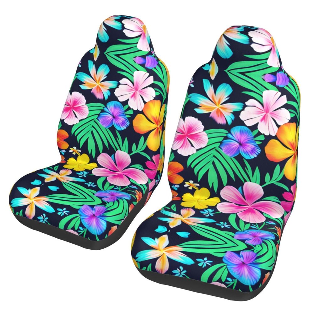 LPLSNWS Colorful Flowers Patterned, Durable Car Seat Covers, 2-Pack Suitable for Passenger Cars, Trucks, Commercial Vehicles, and Marine Seats