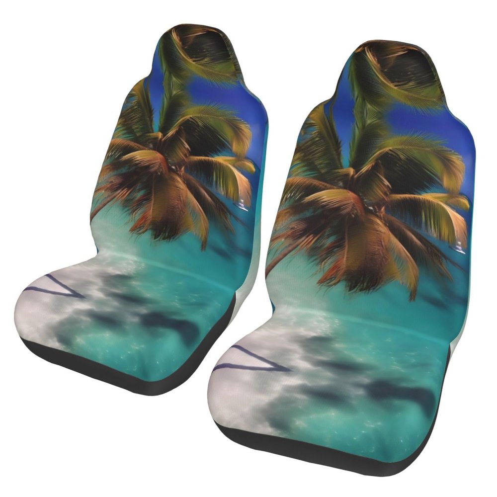 LPLSNWS Caribbean Islands Patterned, Durable Car Seat Covers, 2-Pack Suitable for Passenger Cars, Trucks, Commercial Vehicles, and Marine Seats