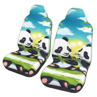 LPLSNWS Two Happy Pandas Patterned, Durable Car Seat Covers, 2-Pack Suitable for Passenger Cars, Trucks, Commercial Vehicles, and Marine Seats