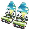 LPLSNWS Two Happy Pandas Patterned, Durable Car Seat Covers, 2-Pack Suitable for Passenger Cars, Trucks, Commercial Vehicles, and Marine Seats view 1