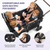 ELEMARA 4 Seater Wagon Stroller, Premium Stroller Wagon for 4 Kids, Foldable All-Terrain Wagon for Kids with Canopy, Adjustable Push/Pull Handles,Convertible High Seat&Organizer, Black view 2