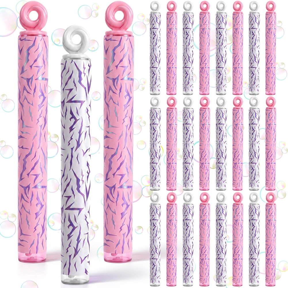 Leitee 24 Pcs Kpop Party Favors, Mini Bubble Wands Crack Print Bubble Wands for Kpop Birthday Party Decoration Goodie Bags Piata Treat Bags Stuffers Prize