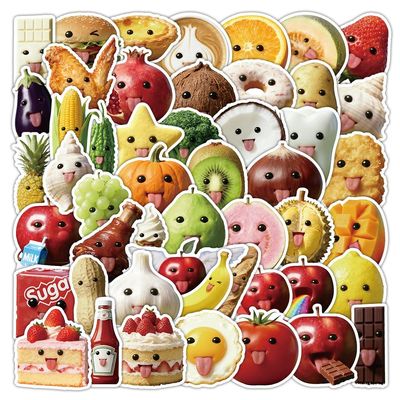 100Pcs Funny Food Stickers Pack, Waterproof Vinyl Cute Snack Decals for Water Bottle Laptop Suitcase Skateboard Scrapbook Journal, Kawaii Labels for Kids Teens Girls DIY Decor Party Gift Supplies
