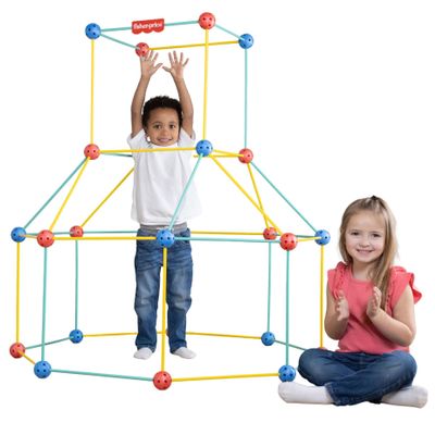 Fisher-Price Create Your Way Fort Builder 70 Piece Fort Building Kit for Kids, Build Your Own Indoor Fort, Construction Set with Rods and Connectors, DIY Play Space for Kids