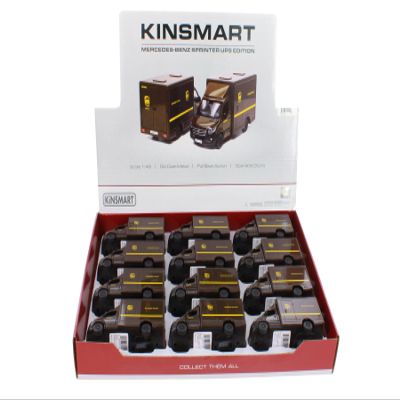 KiNSMART Box of 12 Mercedes-Benz Sprinter UPS Delivery Van, Brown 5476D - 1/48 Scale Diecast Model Cars