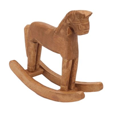 Omquot Wooden Rocking Horse Hand Carved Pine Table Decoration Gifts for Kids Decorative Ornaments for Home, Office and Bedroom